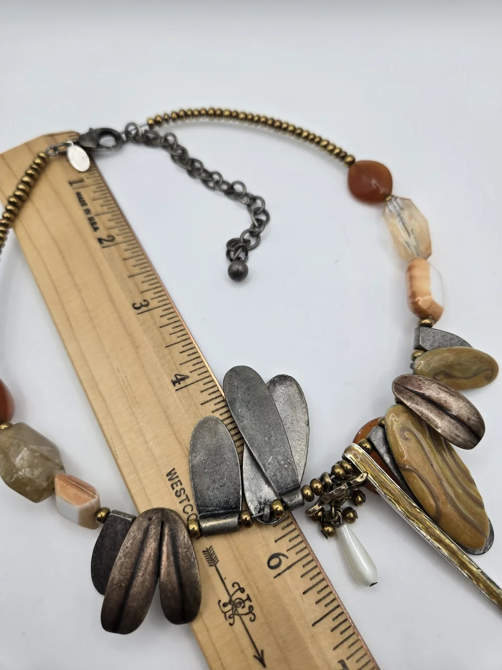 Chico's Amber Gold Copper Mixed-Media Statement Choker Artsy Flower Forest Fairy